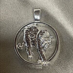 Elegant EFFY Silver Plated Walking Panther Pendant Circle - New Old Stock